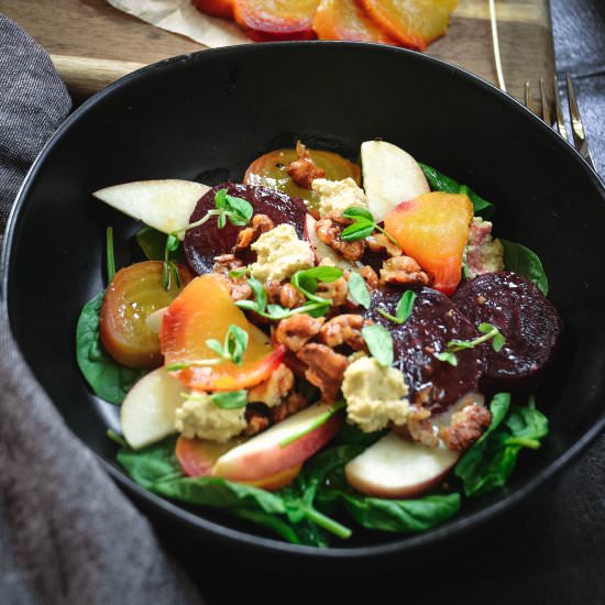 beet, apple & candied walnuts salad
