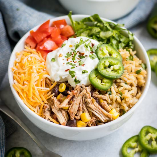 Slow Cooker Chicken Burrito Bowls
