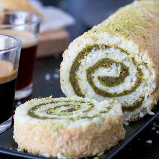 Coconut & Pistachio Cake Roll