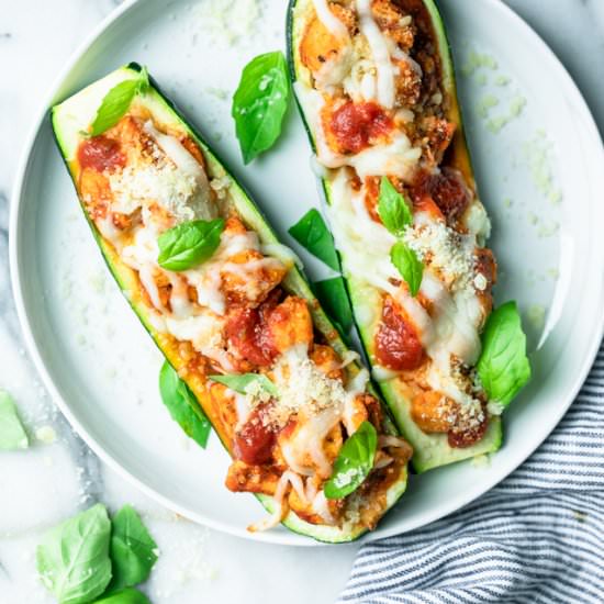 Chicken Stuffed Zucchini Boats