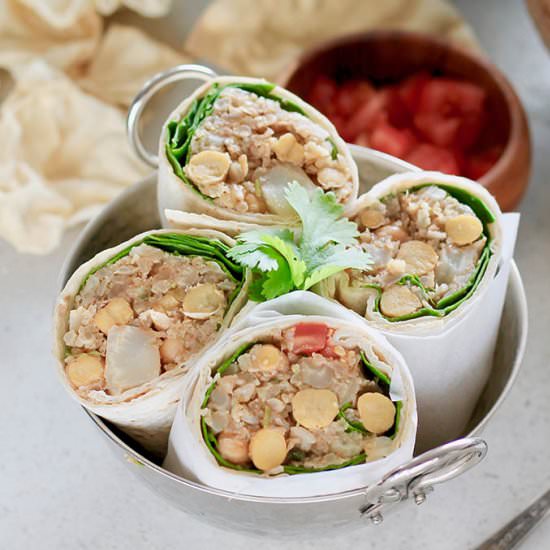 Curried Cauliflower Chickpea Wraps