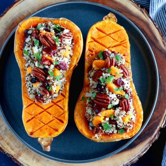 Cranberry Quinoa Stuffed Butternut