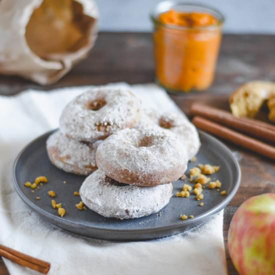 Apple Cinnamon Powdered Pumpkin Donuts
