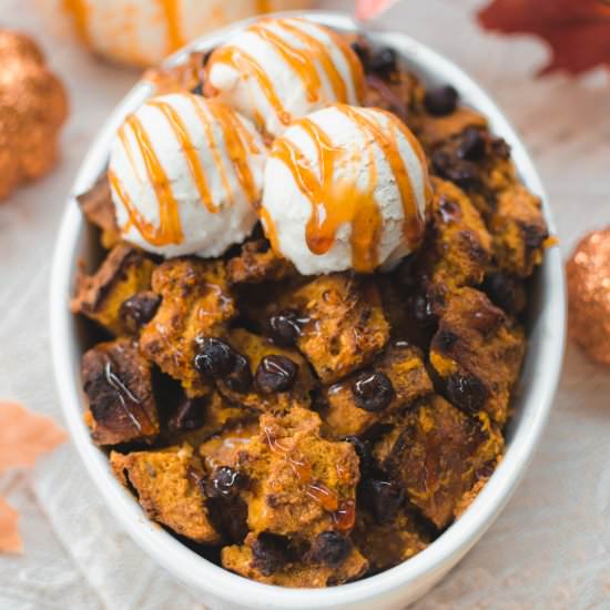 Vegan Pumpkin Bread Pudding