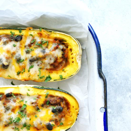 Chili Stuffed Delicata Squash