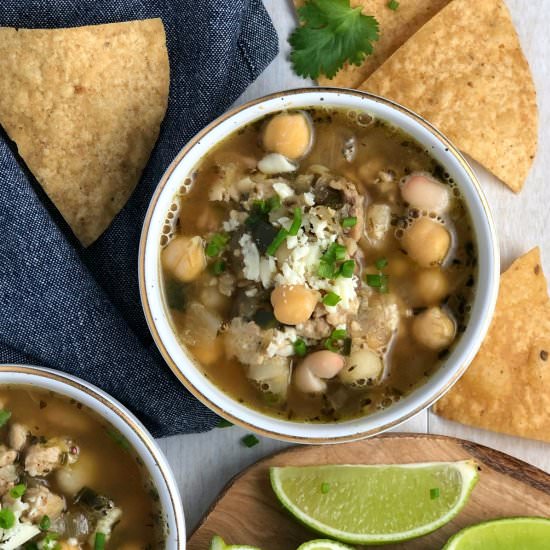 White Bean & Hominy Chicken Chili