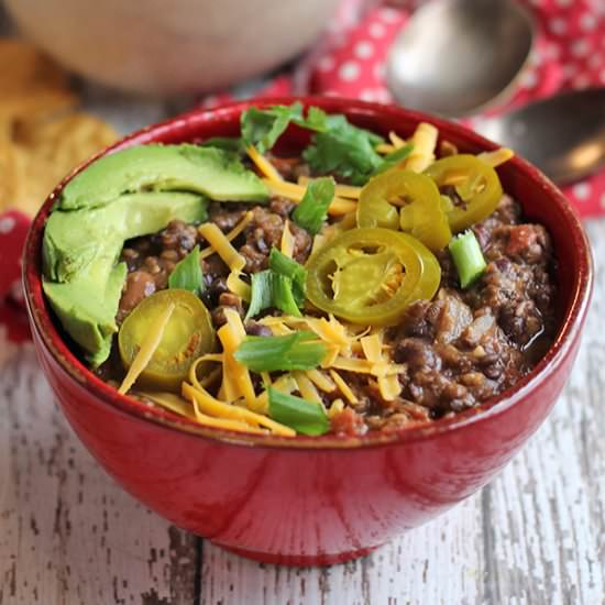 Lentil chili with beans