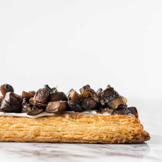 mixed mushroom goat cheese tart