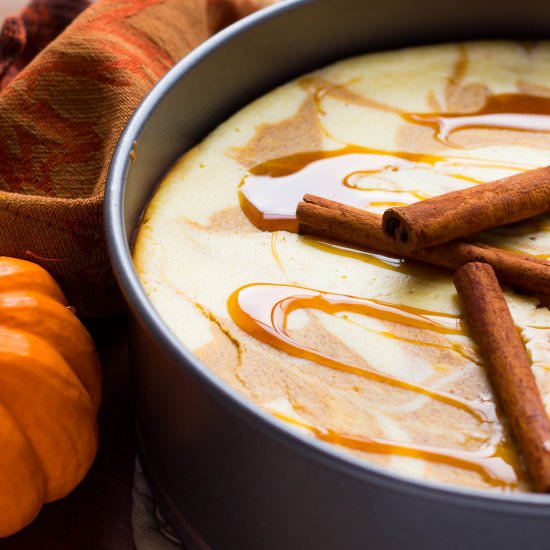 Caramel Pumpkin Swirl Cheesecake