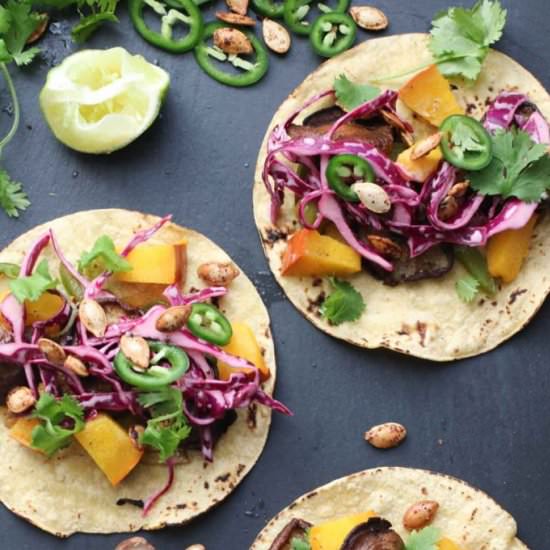 Vegan Pumpkin Shiitake Tacos