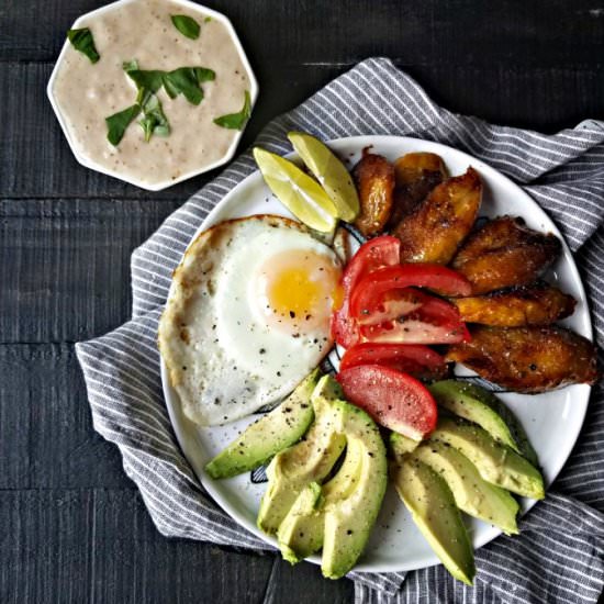 Fried Egg, Sweet Plantains, Avocado
