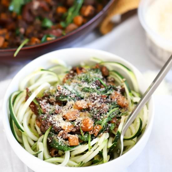 Fall Zoodles with Sausage and Kale