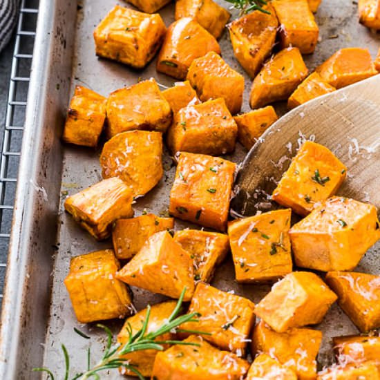 Rosemary Parmesan Sweet Potatoes