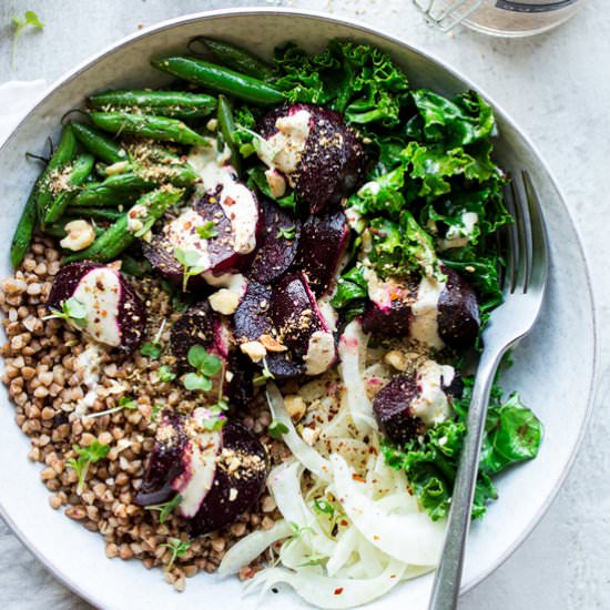 Roast beet bowl with dukkah