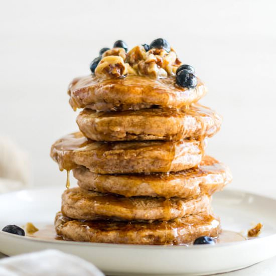 Fluffy Whole Wheat Vegan Pancakes