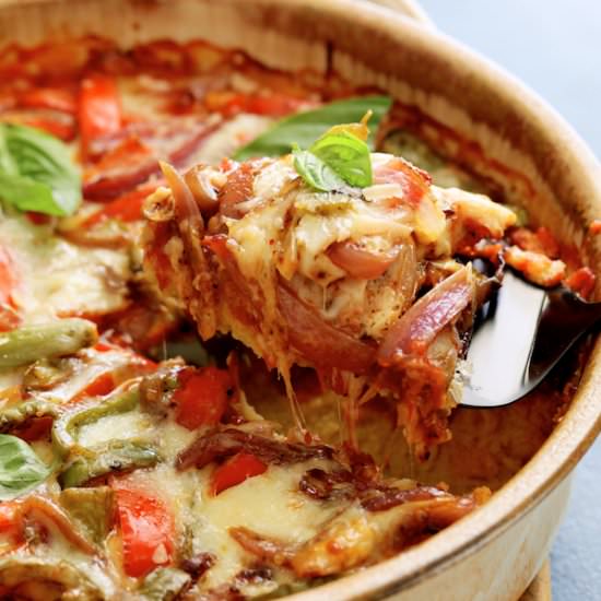 Sausage & Bell Pepper Polenta Bake
