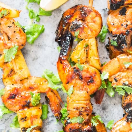 Grilled Pineapple Shrimp Skewers