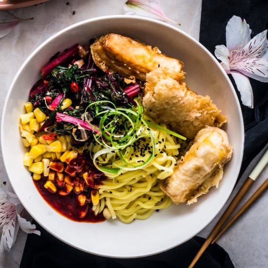 Korean Fried Tofu Mazemen Ramen