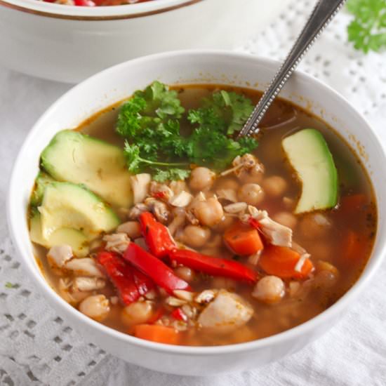 Mexican Chicken Soup with Avocado
