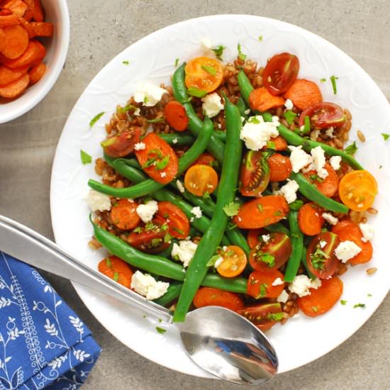 Carrot Green Bean Rye Berry Salad