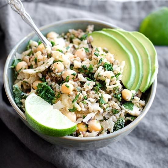 Kale Cauliflower & Avocado Salad