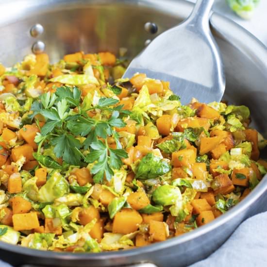 Skillet Brussels Sprouts & Potatoes