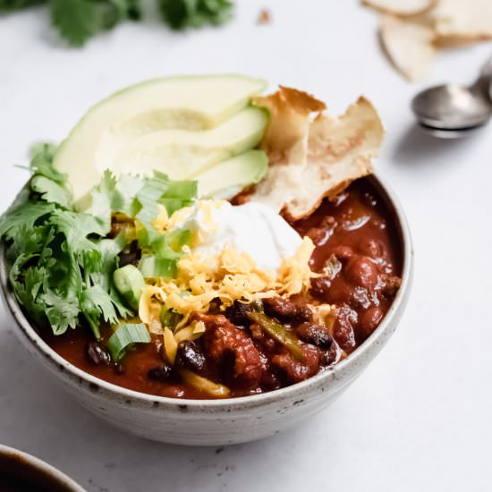 Slow Cooker Poblano Turkey Chili