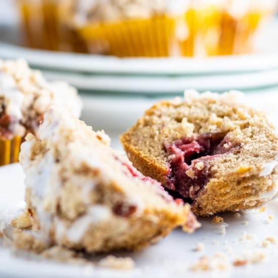 Strawberry Almond Streusel Muffins