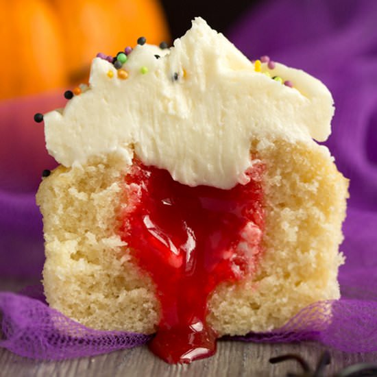 Bloody Surprise Halloween Cupcakes