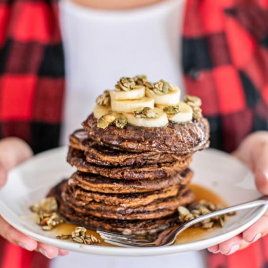 Chocolate Pumpkin Paleo Pancakes