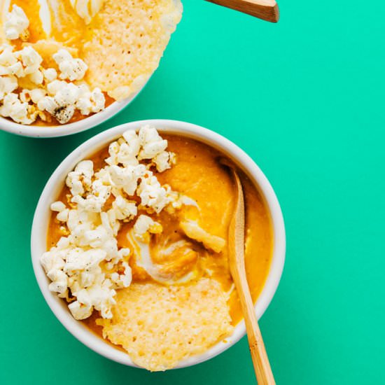 Pumpkin Soup with Popcorn Crunch