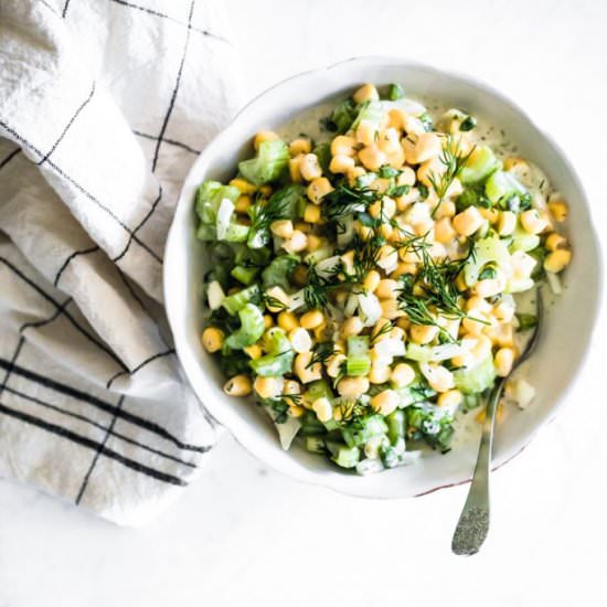 Vegan Corn Salad with Yogurt Sauce