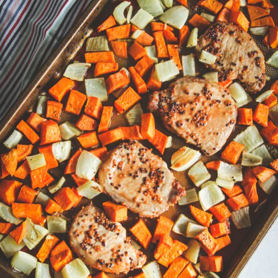 Pork Chops, Sweet Potato and Fennel