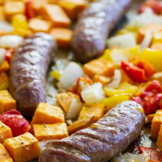 Sheet Pan Sausage and Peppers
