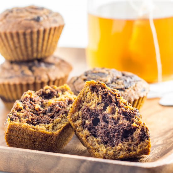 pumpkin chocolate swirl muffins