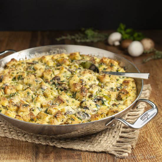 Savory Mushroom Bread Pudding