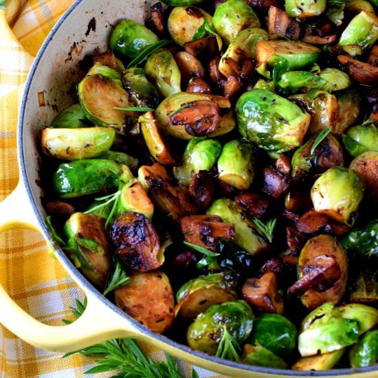 Seared Brussels Sprouts & Mushrooms