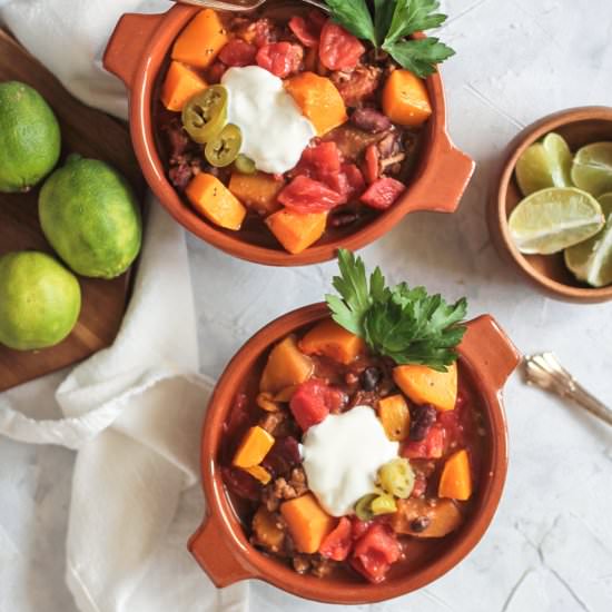 Turkey Butternut Squash Bean Chili