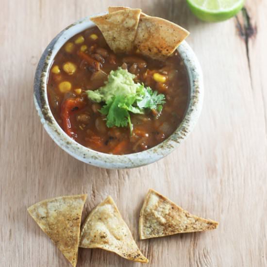 Mexican Tortilla Soup (with Beans)
