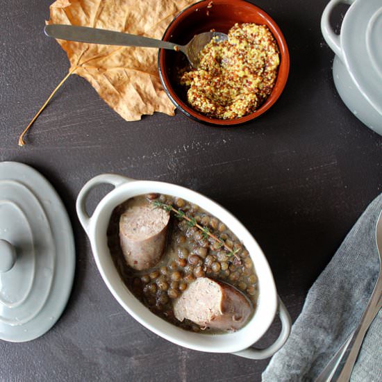 Lentils and sausages stew