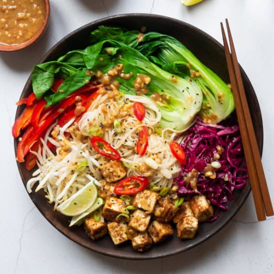Peanut Tofu Noodle Bowl