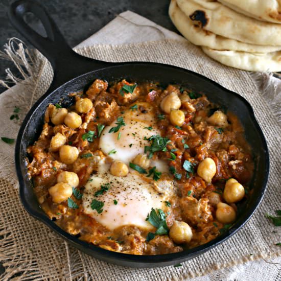 Crispy Chickpea and Egg Shakshuka