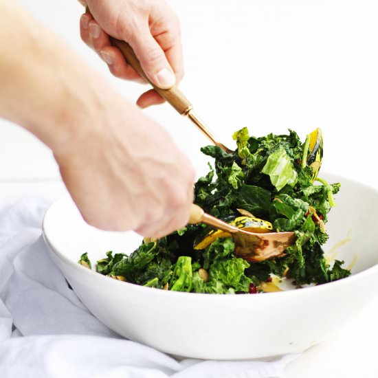 Squash broccoli rabe kale salad