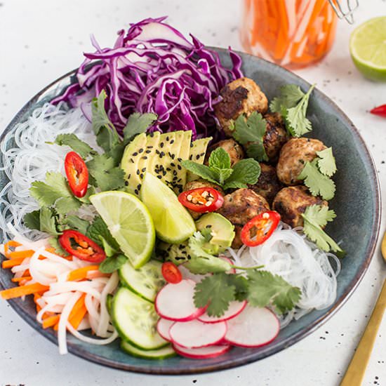 Pork Meatball Banh Mi Salad Bowl