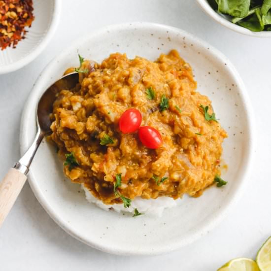 15 Minute Vegan Red Lentil Dal