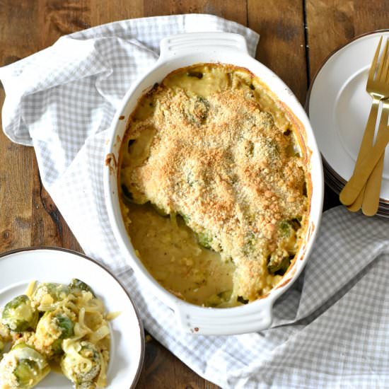 Vegan Cheesy Brussels Sprouts