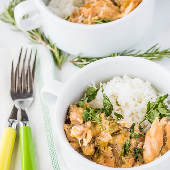 Green Chile Crockpot Chicken Thighs