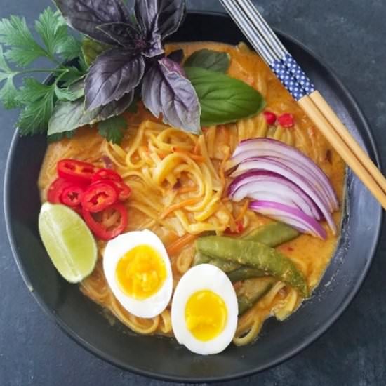 One Pot Coconut Noodle Soup