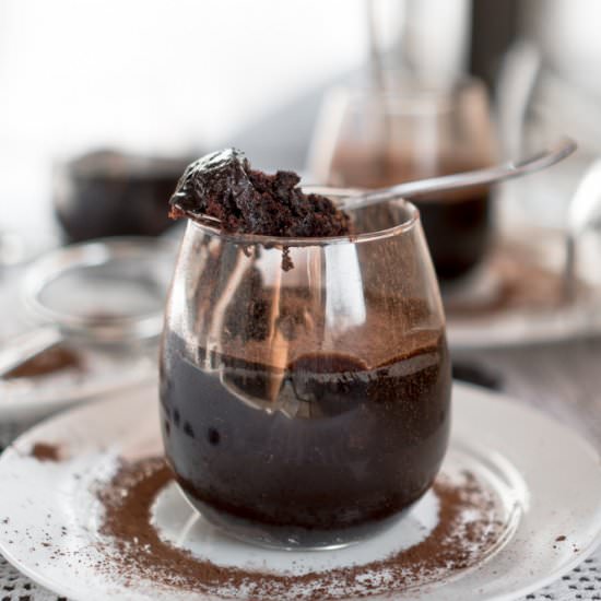 Chocolate dream cake in a glass