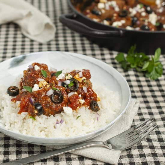 Lamb Meatballs with Olives and Feta